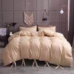 Camel Bowknot Cotton Satin Duvet Set