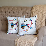Boho Chic Bird (Appliqué) - 1 PC Cushion Cover - White