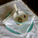 9 PCs Dove white trolley set with Lace border