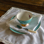 9 PCs Dove white trolley set with Lace border