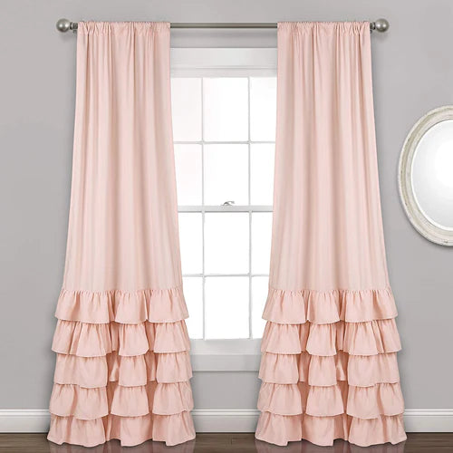 Plain Dyed Ruffle Edge Curtain ( PEACH)
