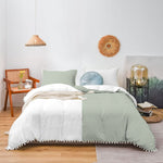 Cotton Satin Duvet cover set pom pom