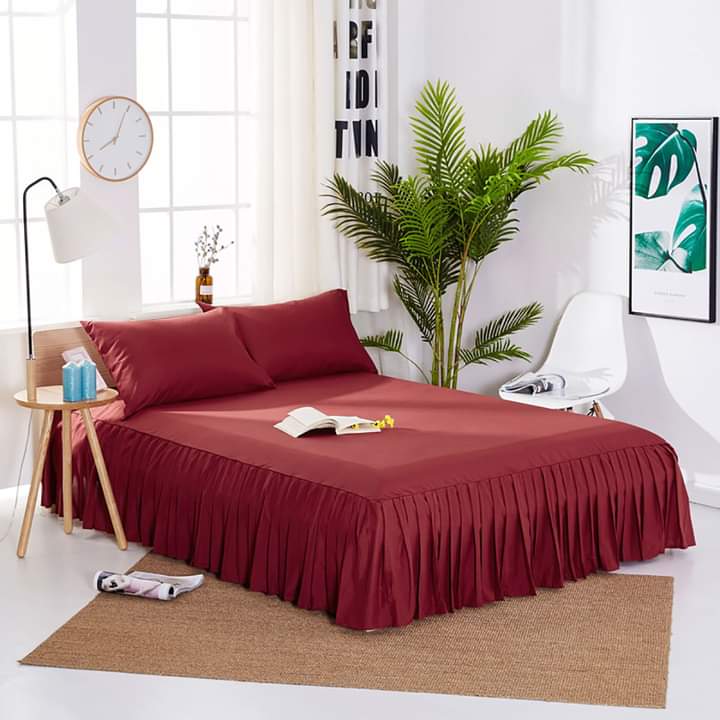 Bed Valance Sheet Set-Maroon