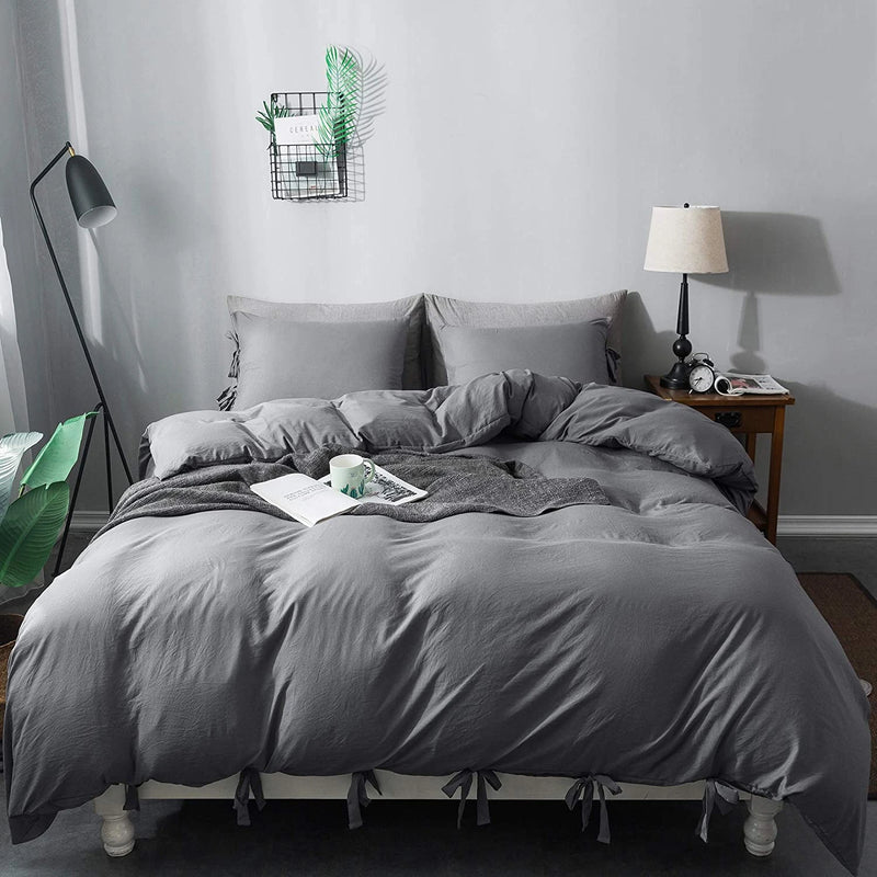 Grey_Bowknot_Cotton_Satin_Duvet_Set