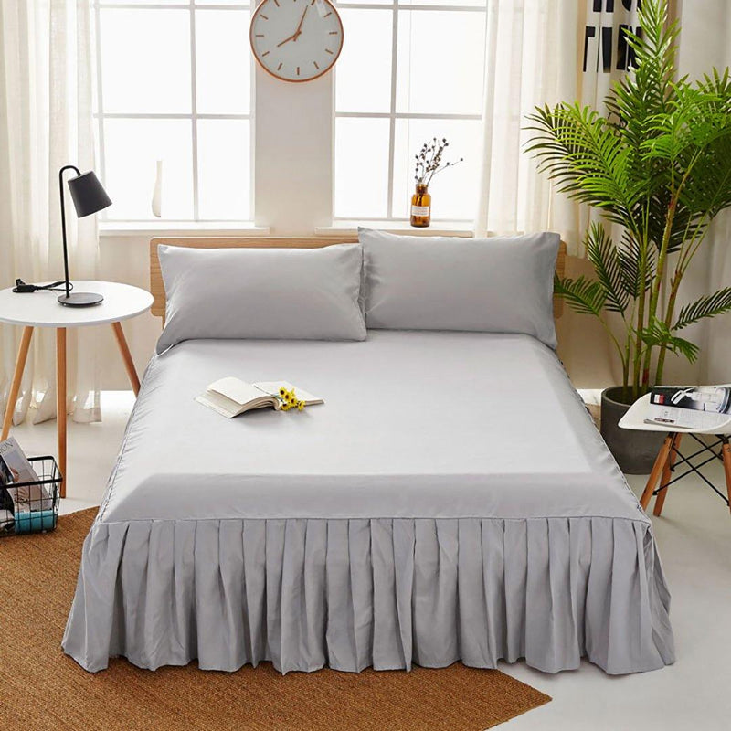 Bed Valance Sheet Set-Light Grey