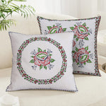 Heritage Floral Touch Hand Block Printed Cushion Covers-2 PC Set