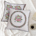 Heritage Floral Touch Hand Block Printed Cushion Covers-2 PC Set