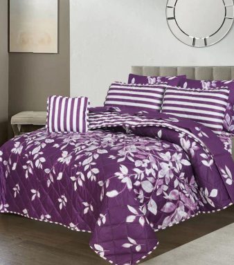 7 PCs Bed Spread Set- Purple