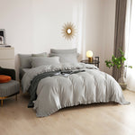 Ruffle Edge Grey Cotton Satin Ruffle Edge Grey Cotton Satin Double Bed Duvet Set