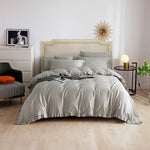 Ruffle Edge Grey Cotton Satin Ruffle Edge Grey Cotton Satin Double Bed Duvet Set