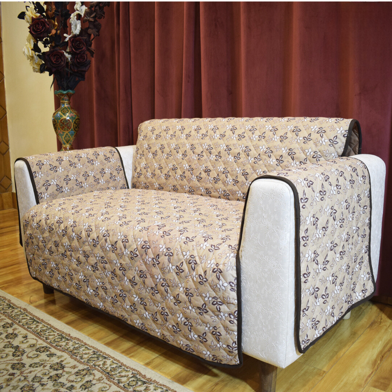 Sofa Cover online in Pakistan Brown Printed Sofa Cover