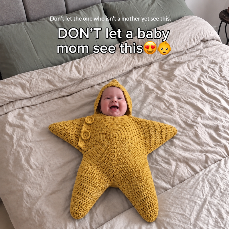 Handmade Crochet Star Baby Romper Mustard
