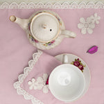 9 PCs Pink Lace trimmed napkins & trolley covers