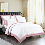 3 PCs Hilton Cotton Duvet Cover Set-Pink