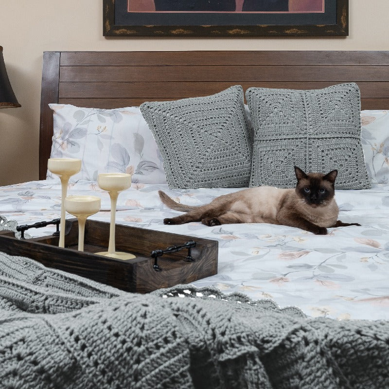 Coco Light Grey Cushion Pair -2 Pc  Crochet cushion