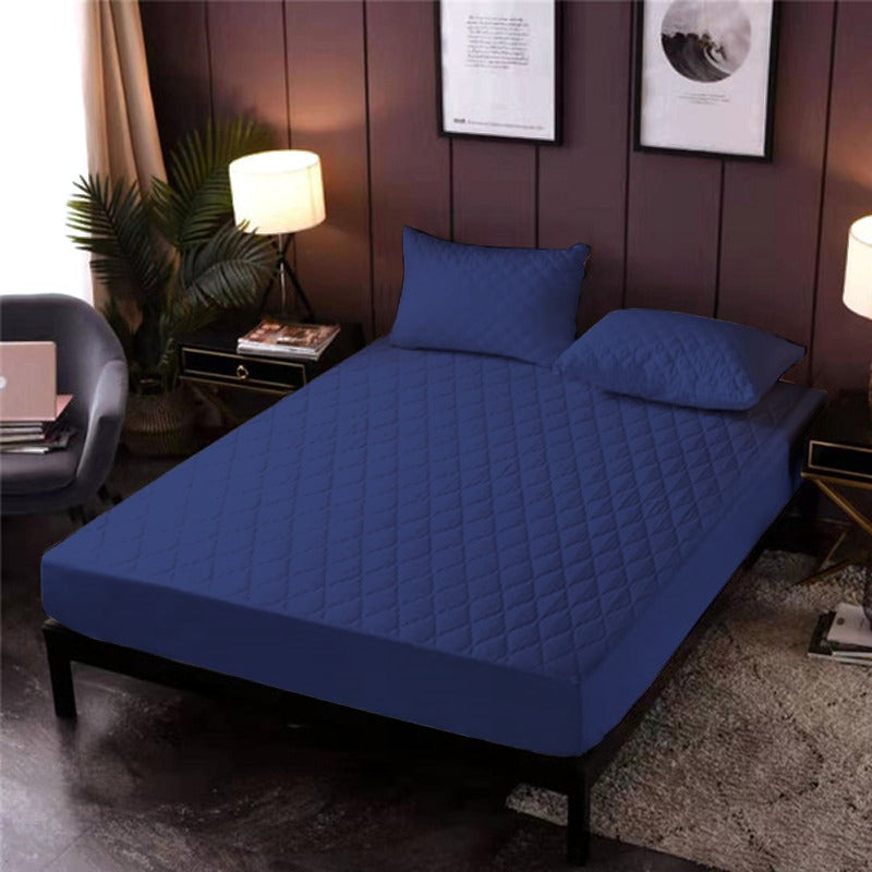 Quilted Mattress Protector (Navy Blue)