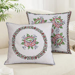 Heritage Floral Touch Hand Block Printed Cushion Covers-2 PC Set