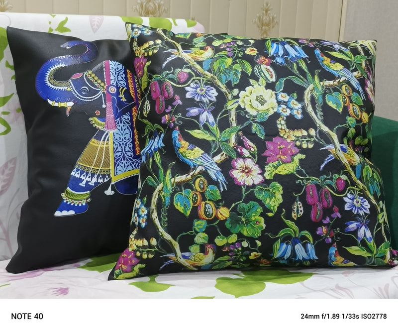 Midnight Garden-2 PCS  leatherite cushions