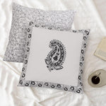 Classic Paisley Hand Block Printed Cushion Covers-2 PC Set Black