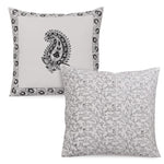 Classic Paisley Hand Block Printed Cushion Covers-2 PC Set Black