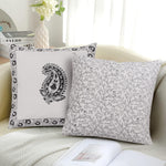 Classic Paisley Hand Block Printed Cushion Covers-2 PC Set Black