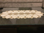 Central Table Runner-White and golden