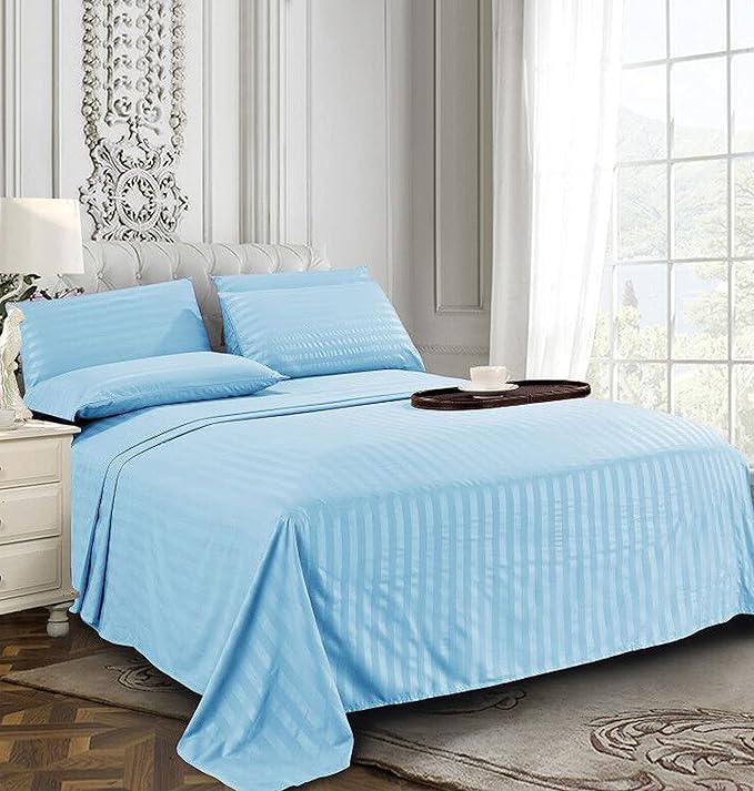 Fitted sheets (Sky Blue  Striped )