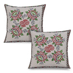 Heritage Floral Touch Hand Block Printed Cushion Covers-2 PC Set