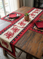 Kaura Ralli Handmade Placemat Set for Dining Table |Maroon