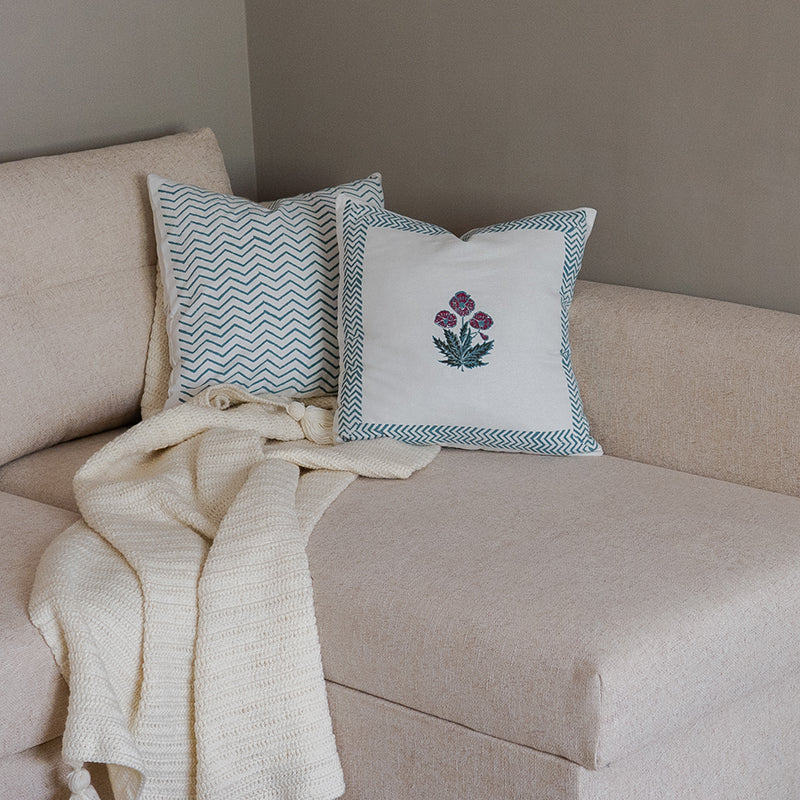 Zuri Hand Block Printed Cushion