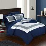 Blue & White Block Hotel Style Cotton Satin Duvet Set