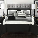 Black & Grey Block Hotel Style Cotton Satin Duvet Set