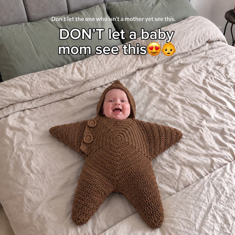 Handmade Crochet Star Baby Romper Brown