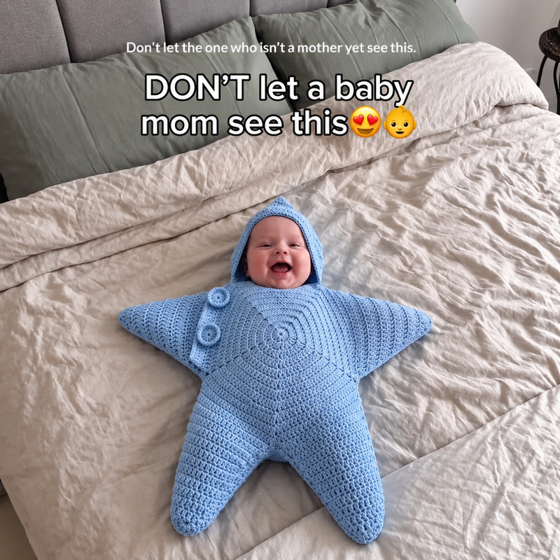 Handmade Crochet Star Baby Romper Sky