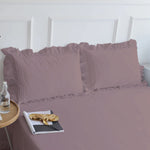 Fitted Sheet With Frilled Pillow Covers-Rosewood