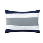Blue & White Block Hotel Style Cotton Satin Duvet Set