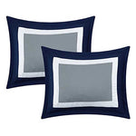 Blue & White Block Hotel Style Cotton Satin Duvet Set