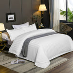 4 Pcs Satin Stripe Double Bed Duvet Set-White