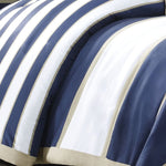 Chezmoi Blue & Khaki Hotel Style Cotton Satin Duvet Set