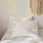 Ruched Lace Cotton Satin Double Bed Duvet Set-White
