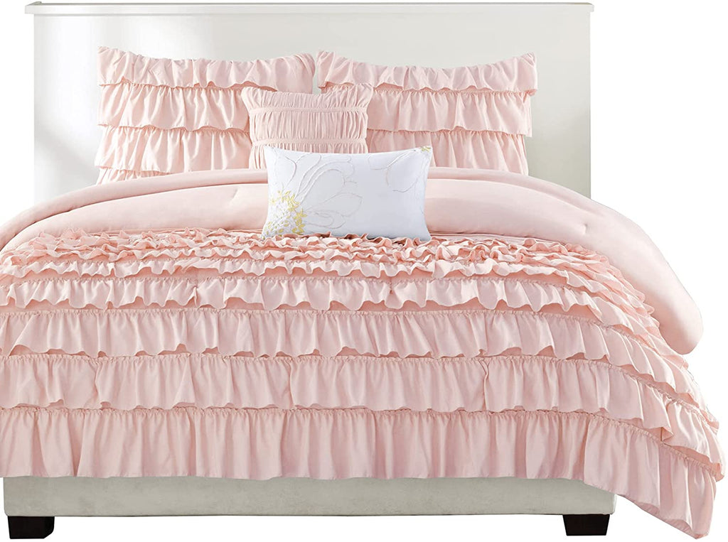 Tea Pink Ruffle Cotton Satin Duvet Cover Set – Premia Home