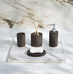 4 PCs Bath Accessory Set-Saddle brown