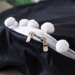 Black & White Pom-Fringe cotton Satin Duvet Set