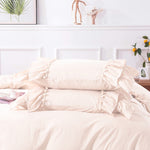 Vintage Boho Pom-Fringe Cotton Satin Duvet Set (Ivory)
