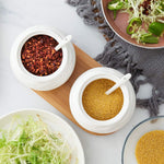 Porcelain Condiment Jar with Lids