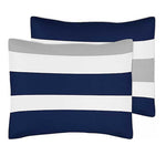Blue& White Cabana Stripe Cotton Satin Duvet Cover Set