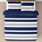 Blue& White Cabana Stripe Cotton Satin Duvet Cover Set