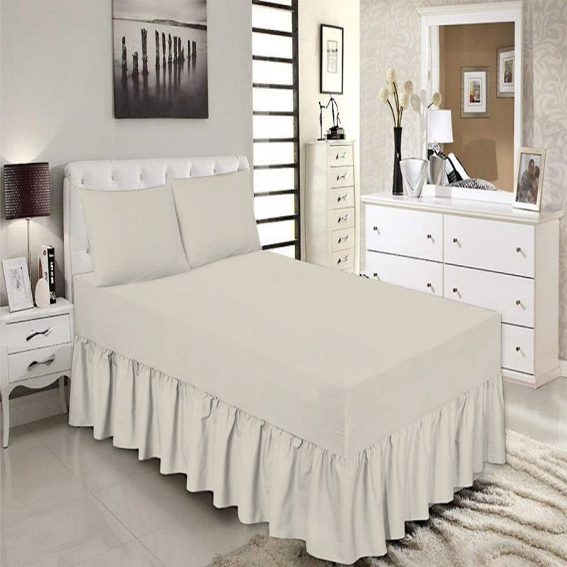Beige Fitted Valance Sheet Set