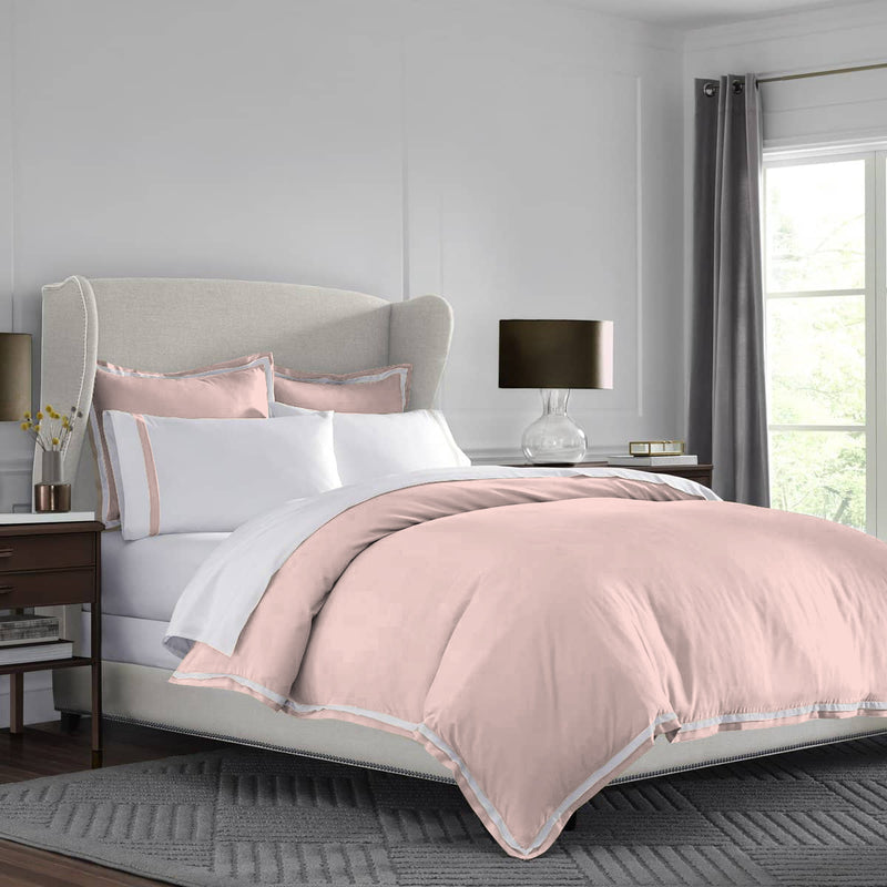 Baby Pink cotton Satin Country Duvet Cover Set