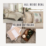 Deal 01 (Beige Baratta Duvet set,3 PCs Towel Pack-Nautica Beige ,Nafisa Cushion Covers-2 PC Set